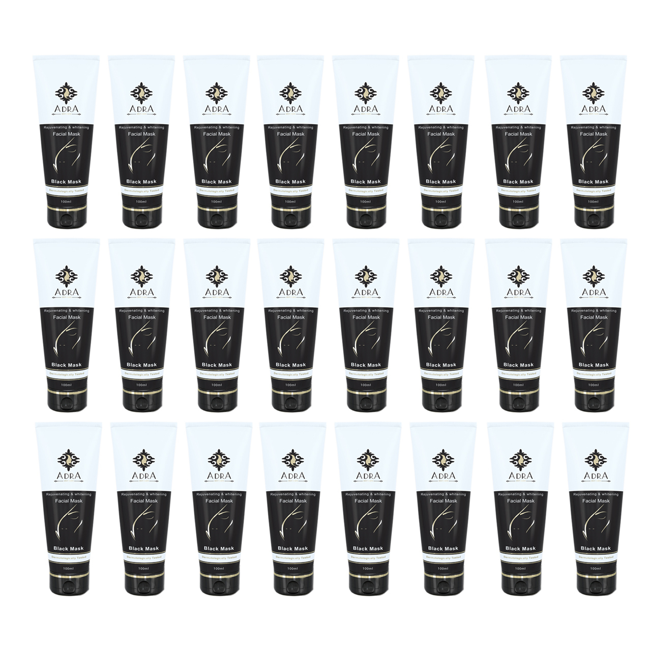 ماسک صورت آدرا مدل Black Mask حجم 100 میلی لیتر مجموعه 24 عددی