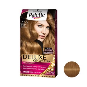 کیت رنگ مو پلت سری DELUXE شماره 65-7 حجم 50 میلی لیتر رنگ دارچینی طلایی