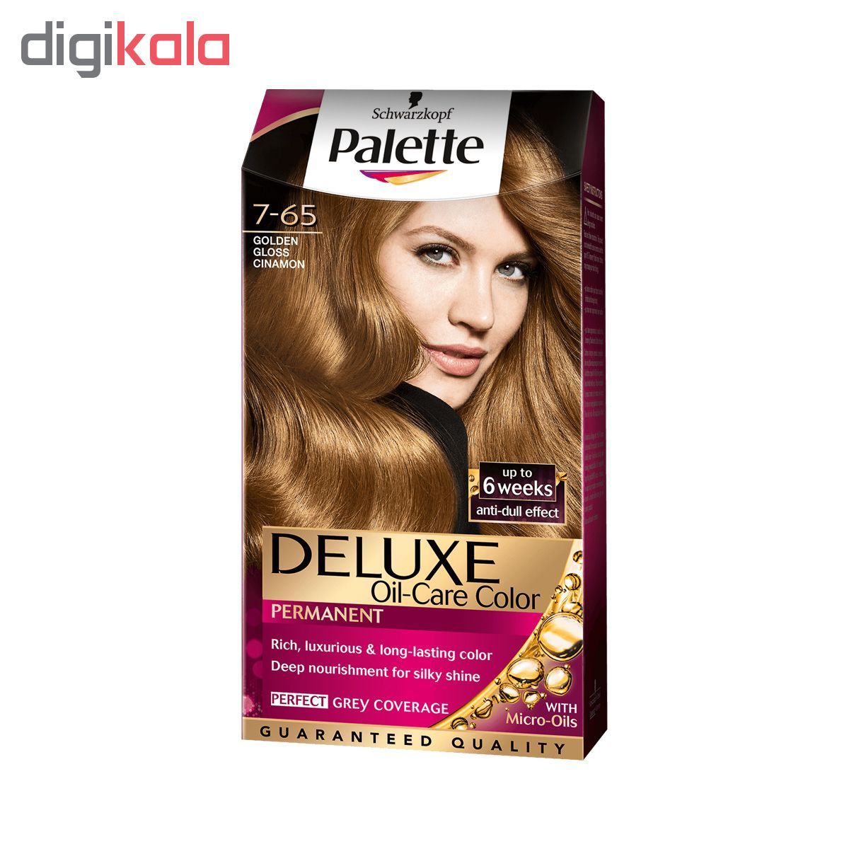 کیت رنگ مو پلت سری DELUXE شماره 65-7 حجم 50 میلی لیتر رنگ دارچینی طلایی