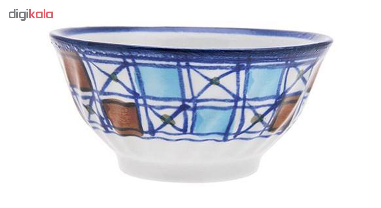 کاسه چینی میبد مروارید طرح شطرنجی کد SKM10 مجموعه 6 عددی