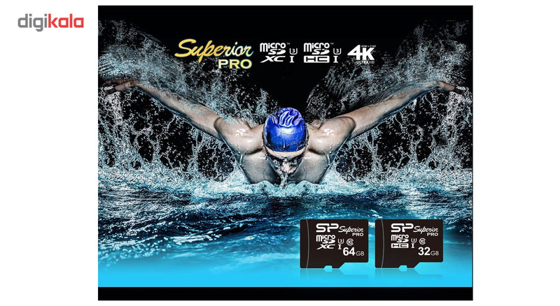 کارت حافظه microSDXC سیلیکون پاور مدل Superior Pro کلاس 10 استاندارد UHS-I U3 سرعت 90MBps همراه با آداپتور SD ظرفیت 64 گیگابایت