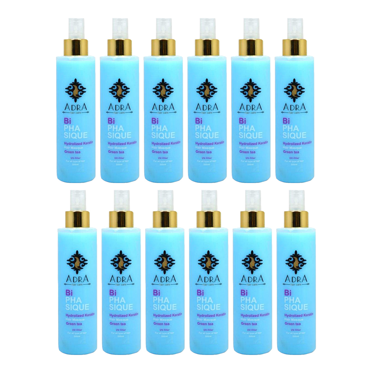ماسک کراتینه دو فاز آدرا مدل Keratin حجم 200 میلی لیتر مجموعه 12 عددی