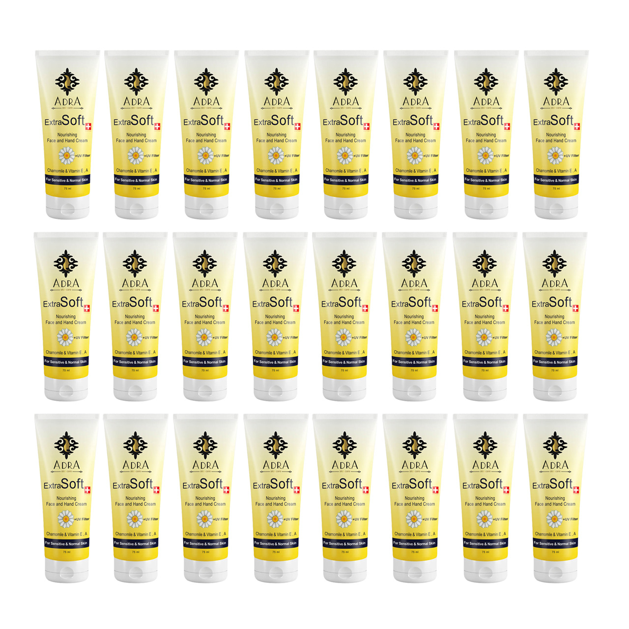 کرم مرطوب کننده آدرا مدل Chamomile حجم 75 میلی لیتر مجموعه 24 عددی