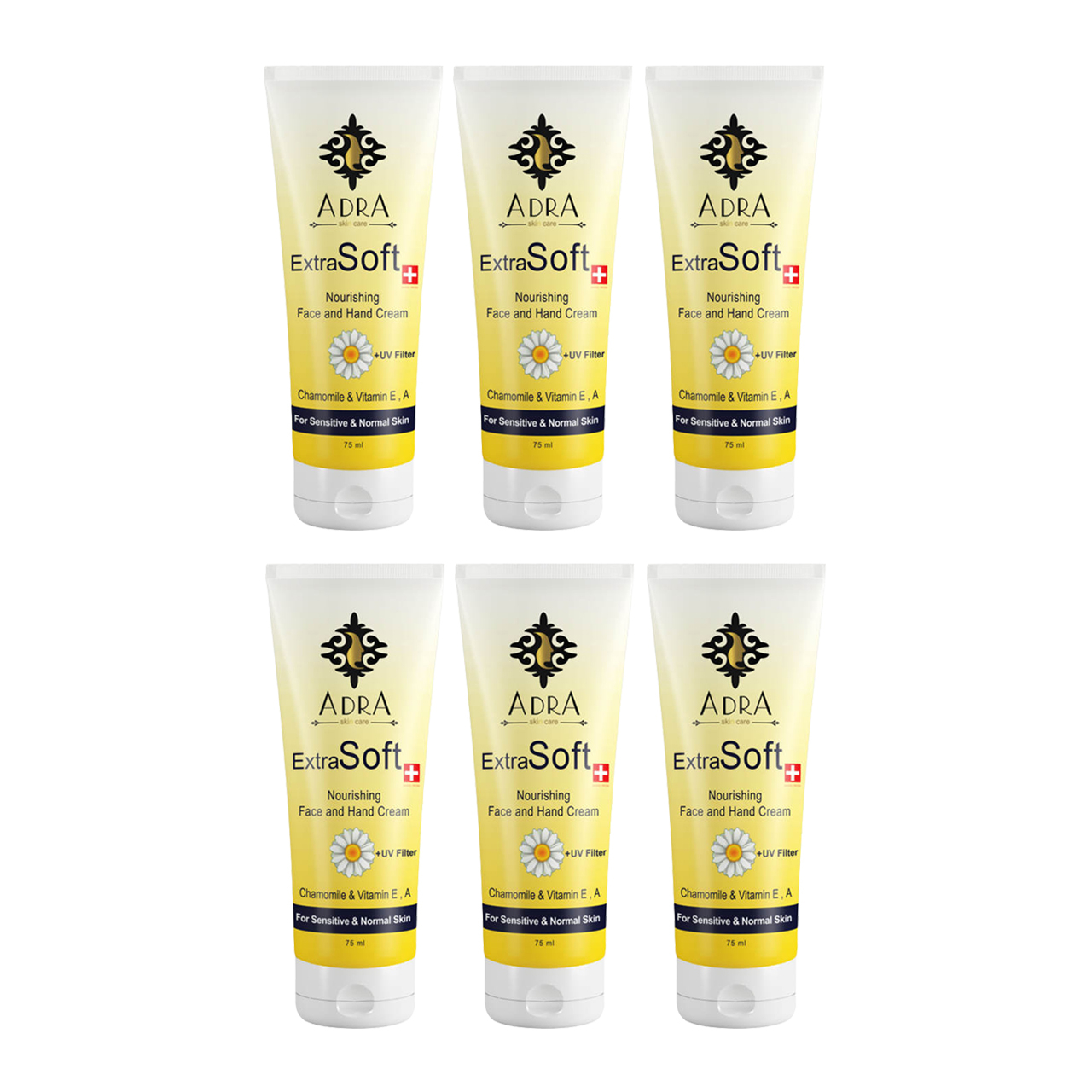 کرم مرطوب کننده آدرا مدل Chamomile حجم 75 میلی لیتر مجموعه 6 عددی