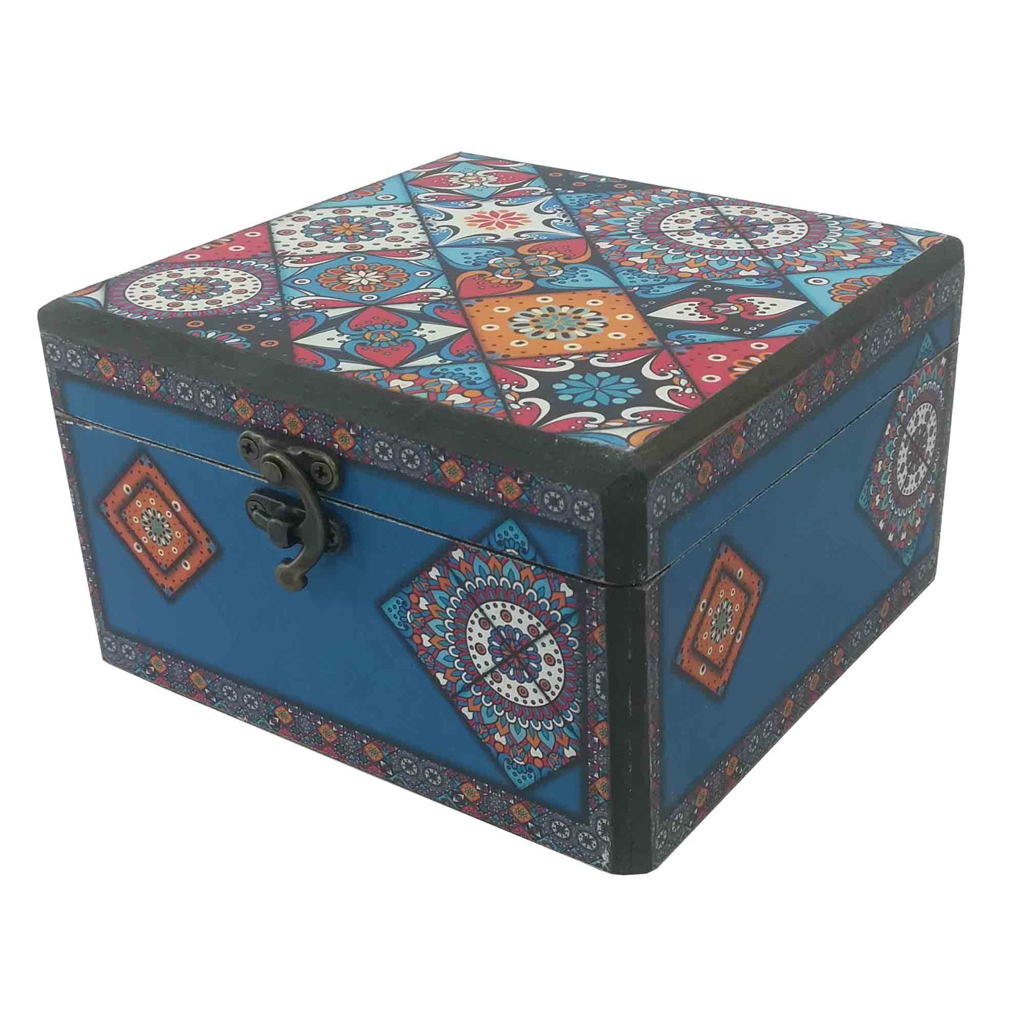 جعبه هدیه چوبی طرح صندوقچه سنتی کد 413