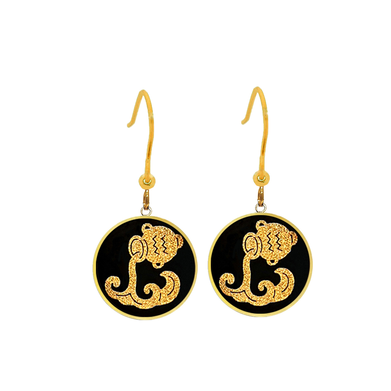 گوشواره طلا 24 عیار زنانه مارک گلد طرح ماه بهمن