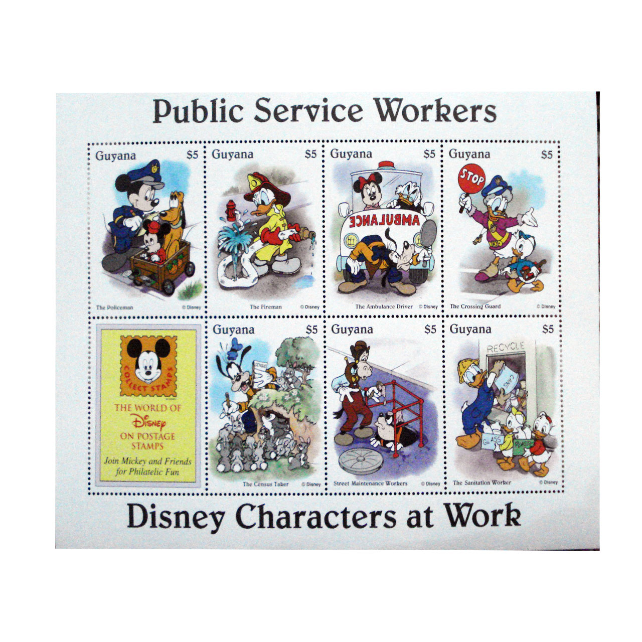 تمبر یادگاری سری کارتونی مدل DISNY AT WORK مجموعه 8 عددی