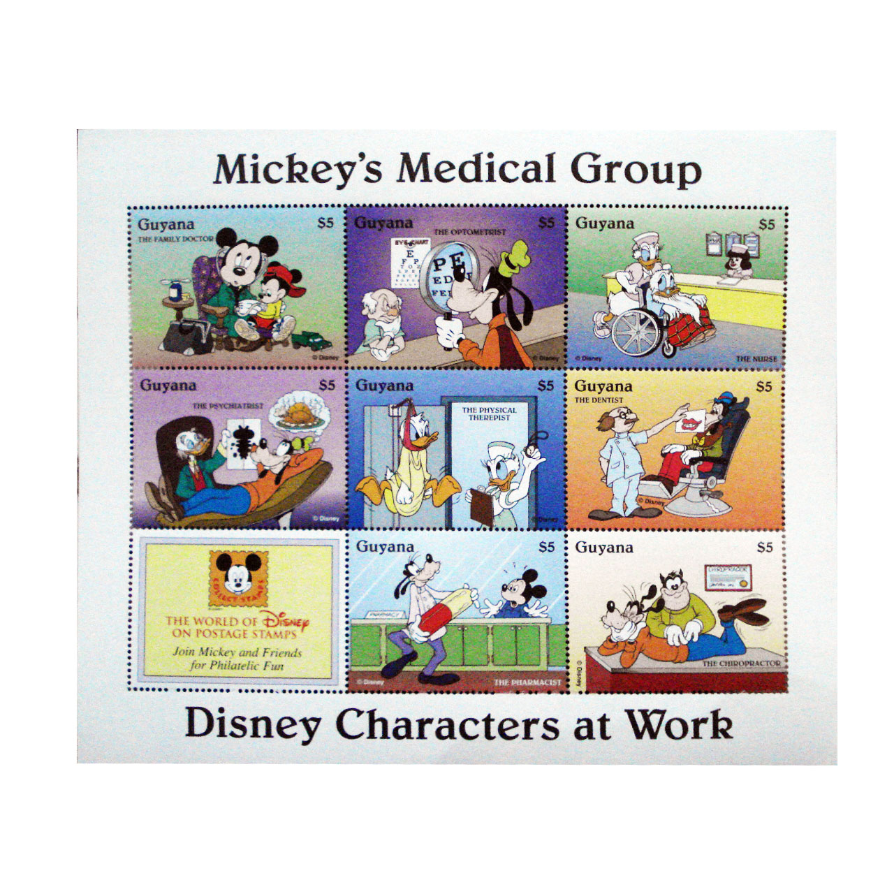 تمبر یادگاری سری کارتونی مدل Mickys medical مجموعه 9 عددی