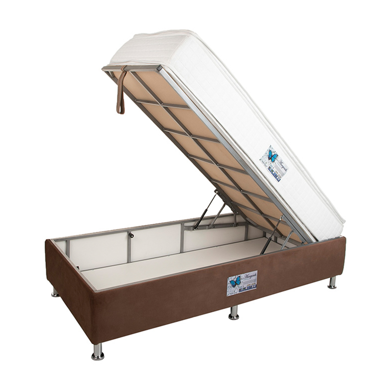 تخت خواب یک نفره آسایش باکس مدل AKA73 سایز 200 × 90 سانتی متر به همراه تشک طبی فنری دو طرف پد