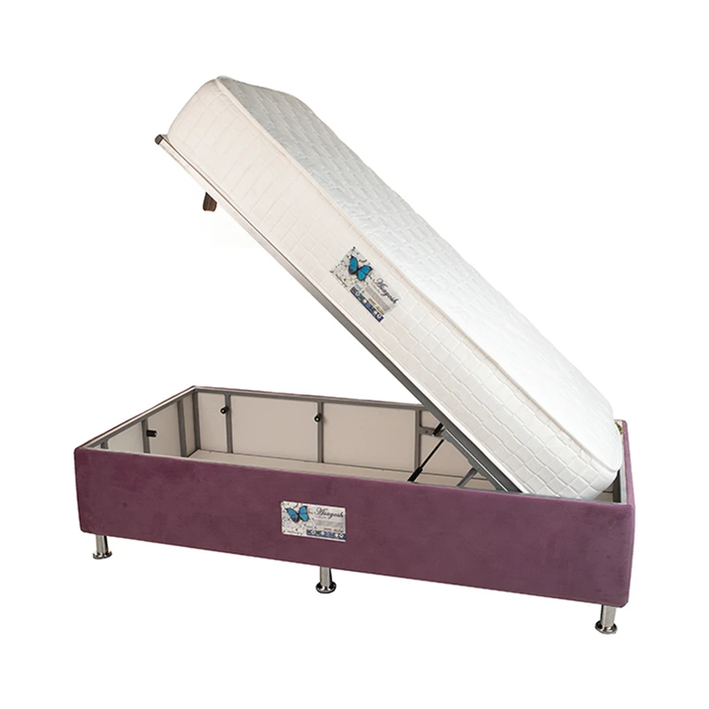 تخت خواب یک نفره آسایش باکس مدل AKA101 سایز 200 × 90 سانتی متر به همراه تشک طبی فنری مموری فوم