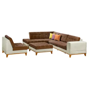 مبل راحتی هفت نفره چشمه نور کد MA-402.BR-CR-BR