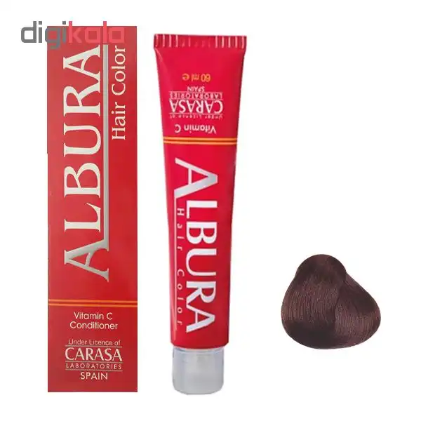 رنگ مو آلبورا مدل carasa شماره M3-4.2 حجم 100 میلی لیتر رنگ قهوه ای زیتونی متوسط