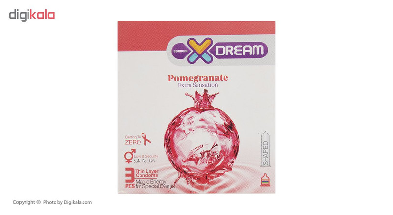 کاندوم ایکس دریم مدل Pomegranate بسته 3 عددی