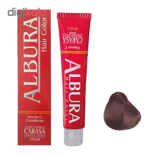 رنگ مو آلبورا مدل carasa شماره M4-5.2 حجم 100 میلی لیتر رنگ قهوه ای زیتونی روشن