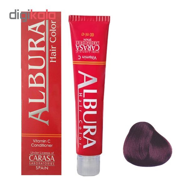 رنگ مو آلبورا مدل carasa شماره3.65حجم 100 میلی لیتر رنگ شرابی بنفش تیره