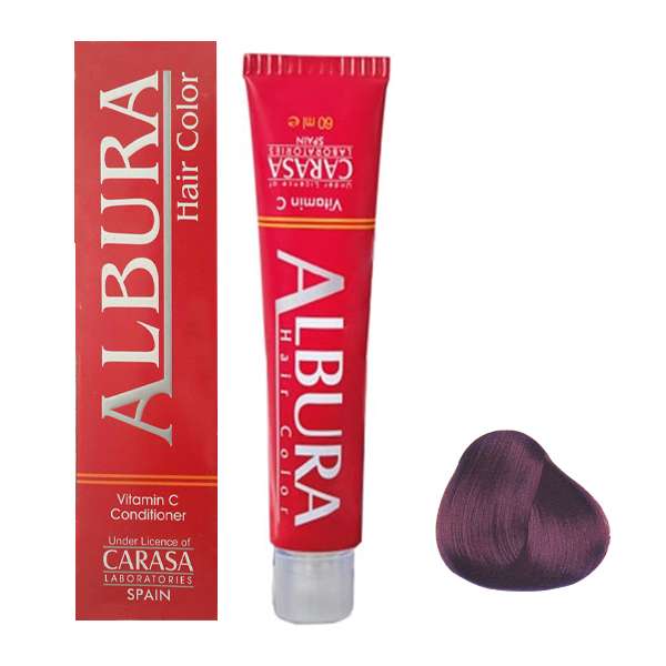 رنگ مو آلبورا مدل carasa شماره 4.65 حجم 100 میلی لیتر رنگ شرابی بنفش متوسط