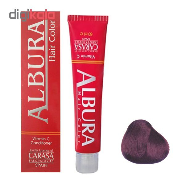 رنگ مو آلبورا مدل carasa شماره 4.65 حجم 100 میلی لیتر رنگ شرابی بنفش متوسط