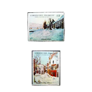 تمبر یادگاری سری تابلو نقاشی مدل monet cl مجموعه 2 عددی