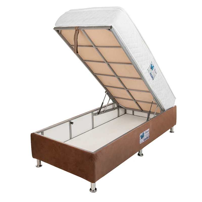 تخت خواب یک نفره آسایش باکس مدل AKA135 سایز 200 × 120 سانتی متر به همراه تشک طبی فنری یک طرف پد