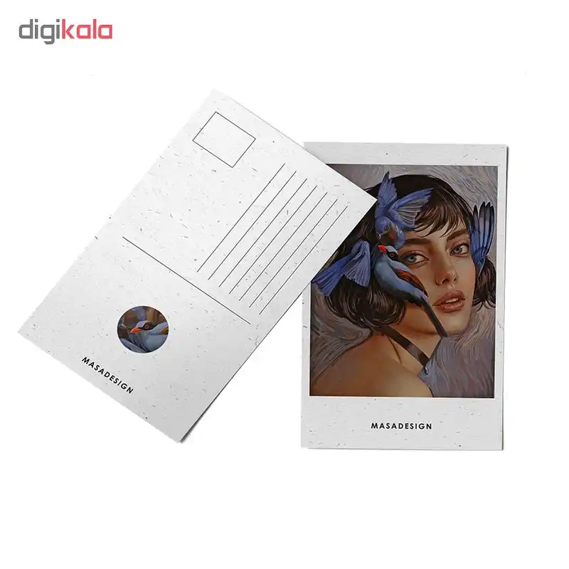 کارت پستال ماسا دیزاین طرح دختر و پرنده کد POST19