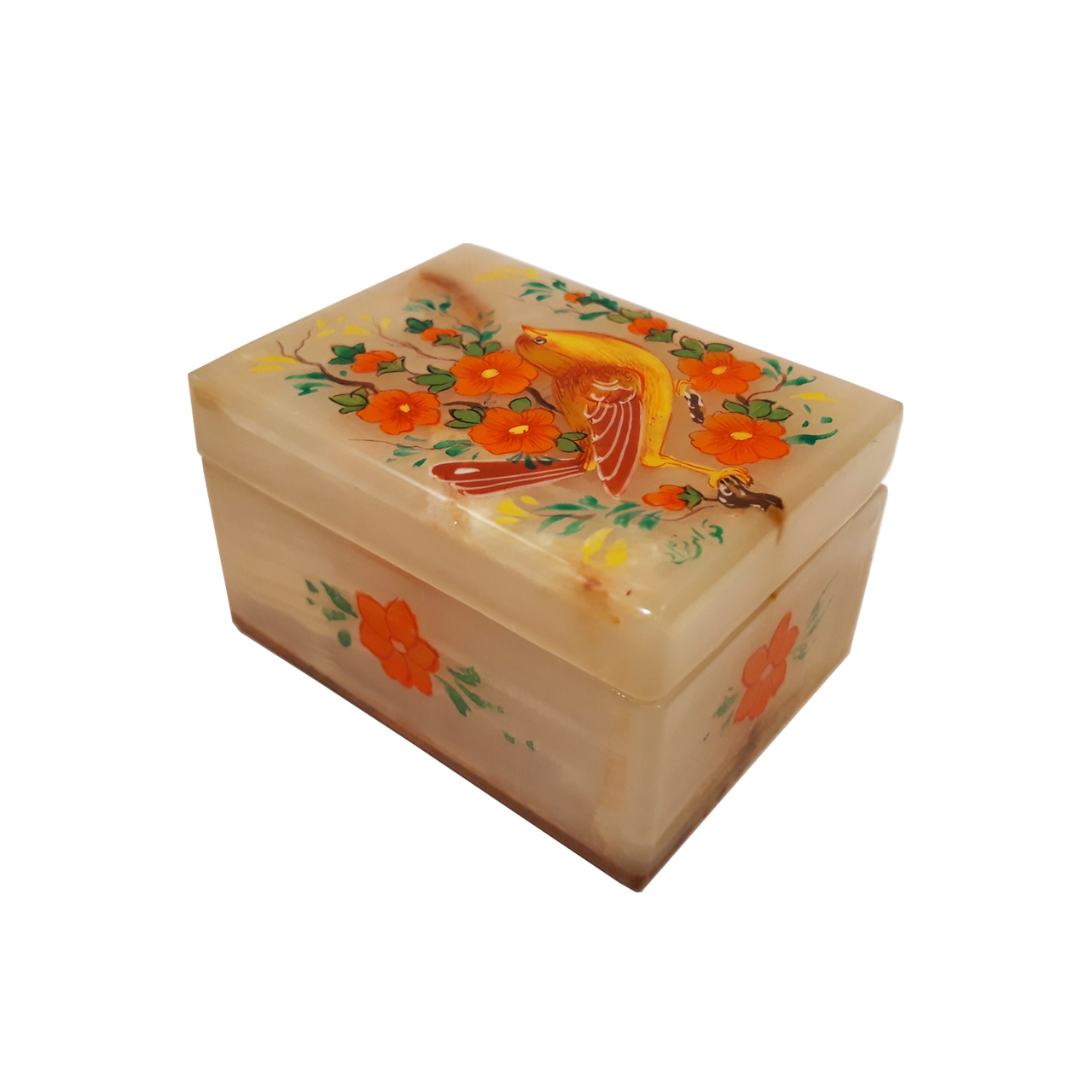 جعبه سنگ مرمر طرح گل و مرغ کد 306.5