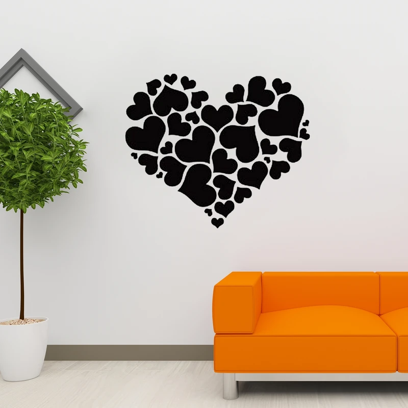 استیکر دیواری طرح قلب کد M13 بسته 15 عددی