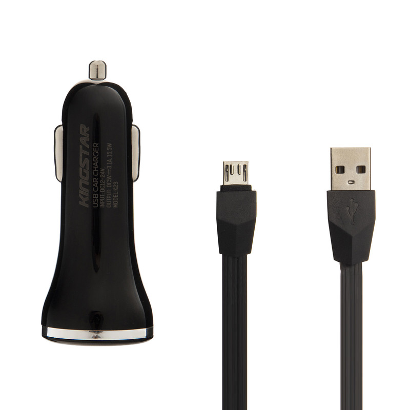 شارژر فندکی کینگ استار مدل K23 A به همراه کابل microUSB