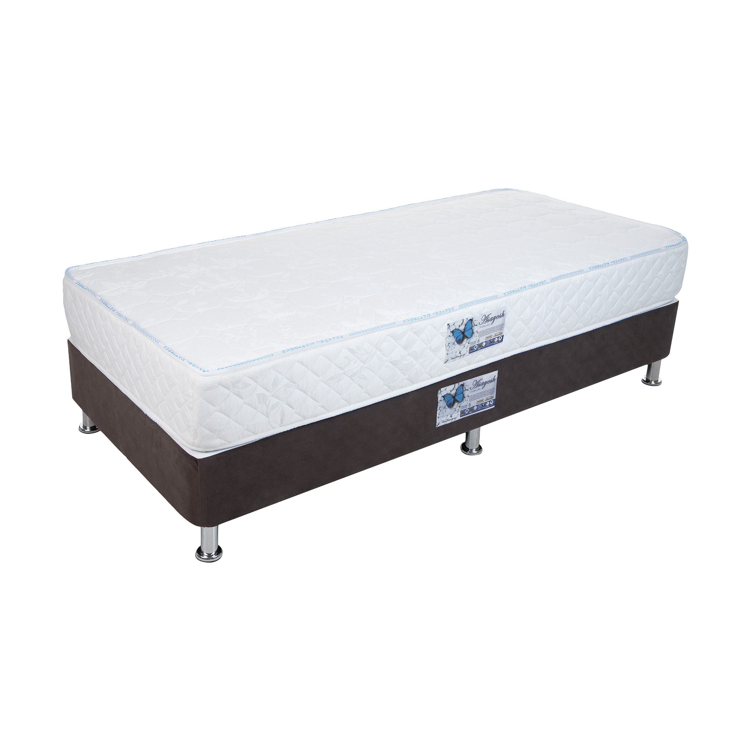 تخت خواب یک نفره آسایش باکس مدل AKA148 به همراه تشک طبی سایز 200 × 120 سانتی متر