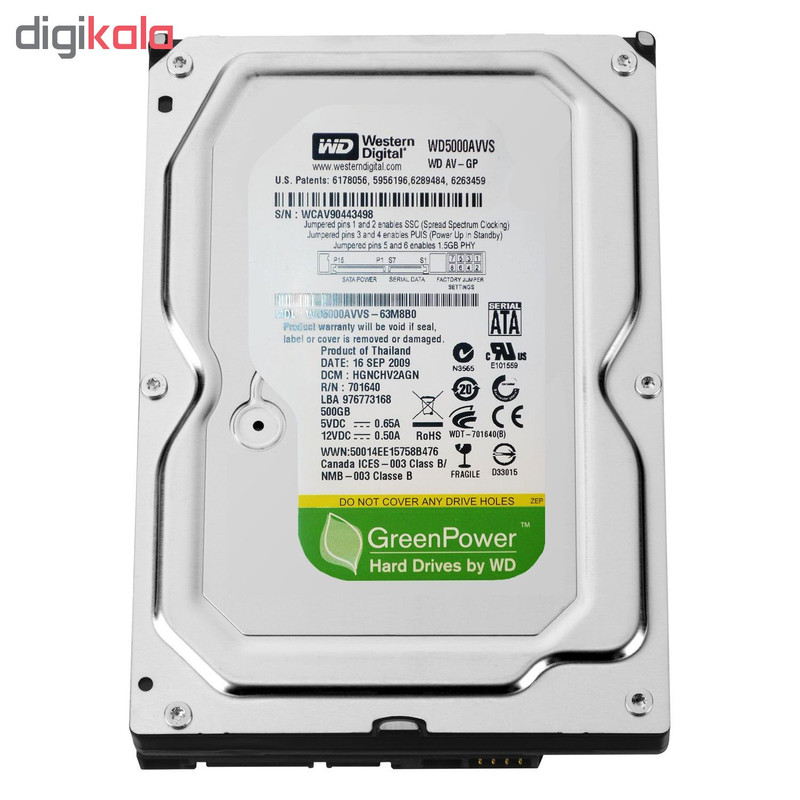 هارددیسک اینترنال وسترن دیجیتال مدل AV-GP WD5000AVVS ظرفیت 500 گیگابایت 2