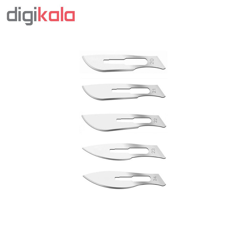 دسته تیغ جراحی اسکولاپ مدل RQ77 به همراه تیغ استریل کیاتو مدل SKJ0069 مجموعه 5 عددی