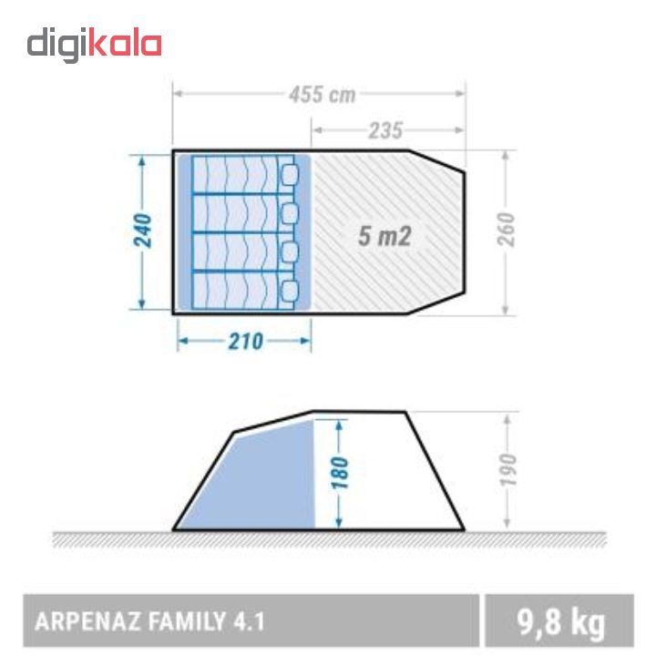 چادر مسافرتی 4 نفره کچوا مدل آرپناز 4.1 -  - 6