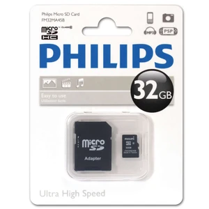 کارت حافظه‌ microSDHC فیلیپس مدل FM32MA45B کلاس 10 استاندارد U1 ظرفیت 32 گیگابایت به همراه آداپتور SD