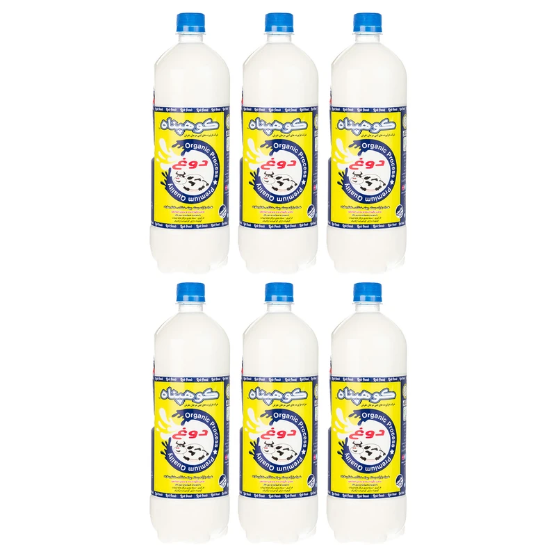 دوغ بدون گاز ارگانیک کوهپناه مقدار 1.3 لیتر بسته 6 عددی
