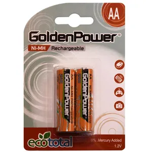 باتری قلمی قابل‌ شارژ  گلدن پاور مدل 2500 Eco Total بسته‌ 2 عددی