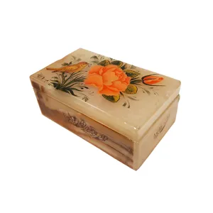 جعبه سنگ مرمر طرح گل و مرغ کد 30106