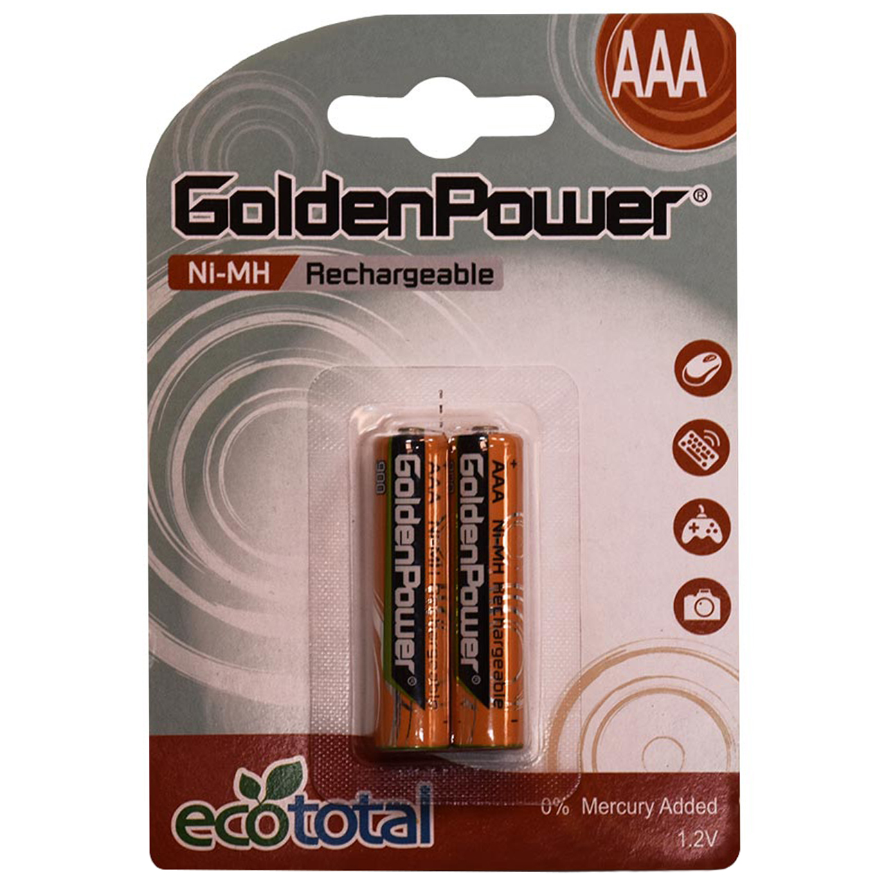 باتری نیم قلمی قابل شارژ گلدن پاور مدل 900 Eco Total بسته 2 عددی