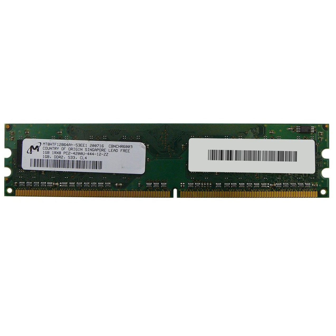 رم دسکتاپ DDR2 تک کاناله 533 مگاهرتز CL4 میکرون مدل MT8HTF12864AY-53EE1 ظرفیت 1 گیگابایت