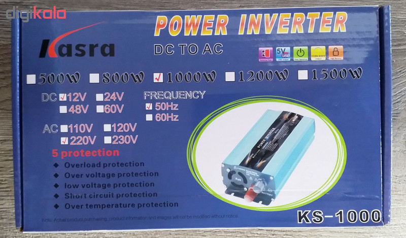 مبدل برق کسری مدل KS-1000 ظرفیت 1000 وات