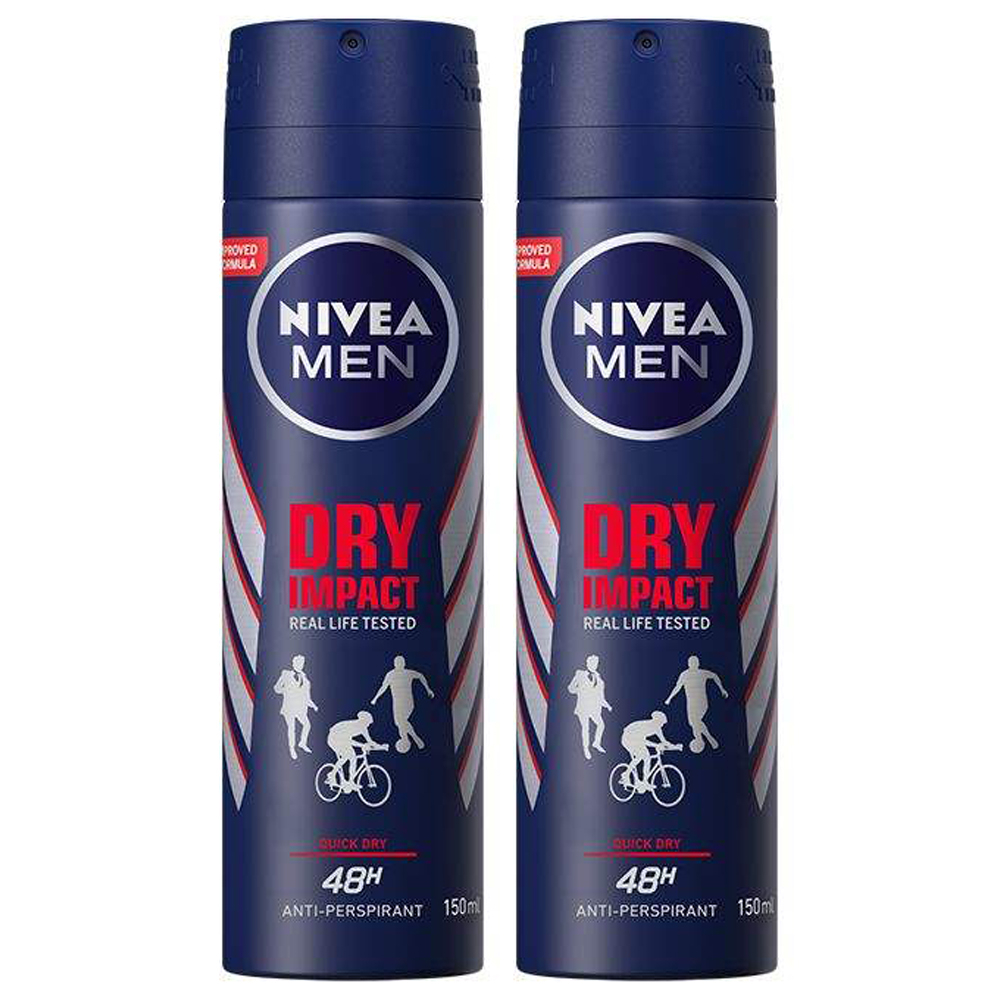 اسپری ضد تعریق مردانه نیوآ مدل Dry Impact real life tested حجم 150 میلی لیتر  مجموعه 2 عددی