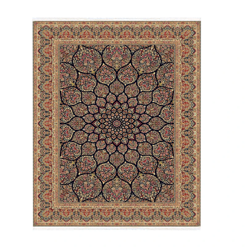 فرش ماشینی ستاره کویر یزد مدل ایساتیس کد AI-035 زمینه سورمه ای