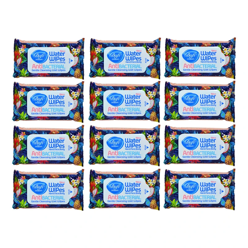 دستمال مرطوب دافی مدل Anti bacterial کد 1 بسته 12 عددی