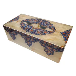 جعبه دستمال کاغذی سنگ مرمر طرح تذهیب فرشی کد 302211