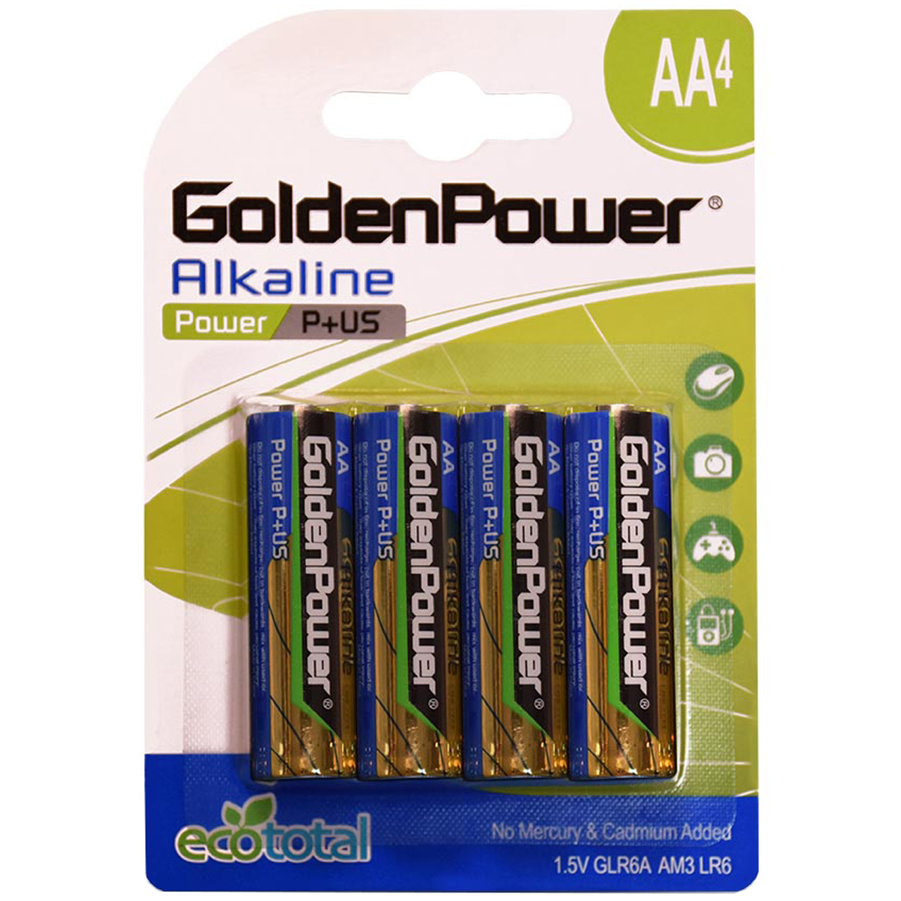 باتری قلمی گلدن پاور مدل Eco Total Power Alkaline بسته 4 عددی
