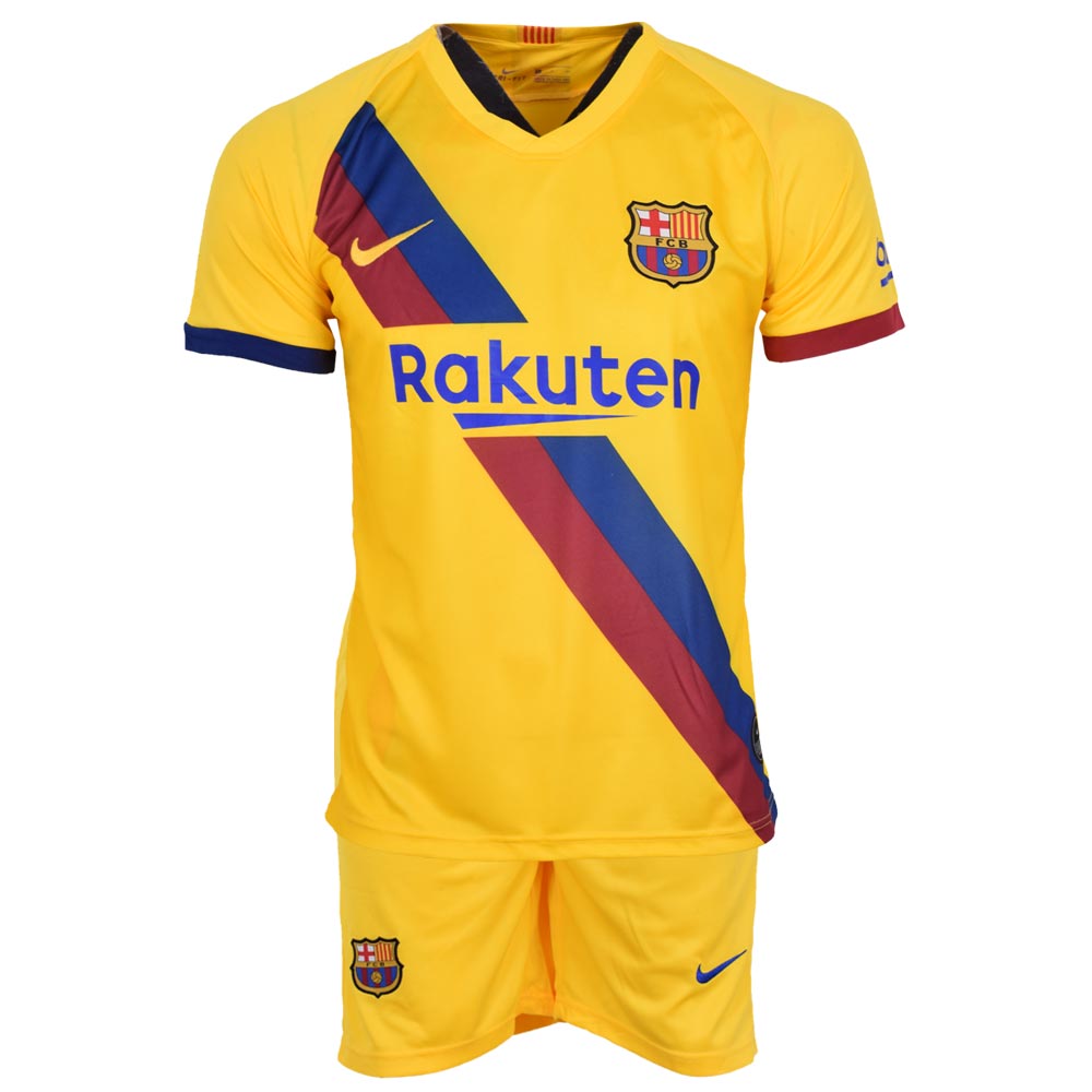 ست تی شرت و شلوارک ورزشی مردانه طرح بارسلونا کد 20-2019 رنگ زرد                     غیر اصل