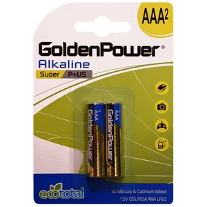 باتری نیم قلمی گلدن پاور مدل Eco Total Super Alkaline بسته 2 عددی