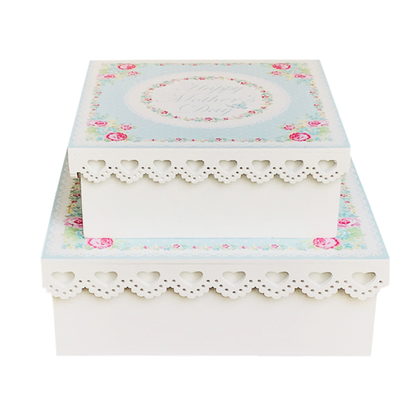 جعبه هدیه چوبی مدل Happy Mother's Day مجموعه 2 عددی