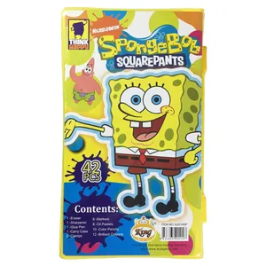 بسته لوازم‌التحریر کینگ مدل K2014-sponge-bob مجموعه 42 عددی