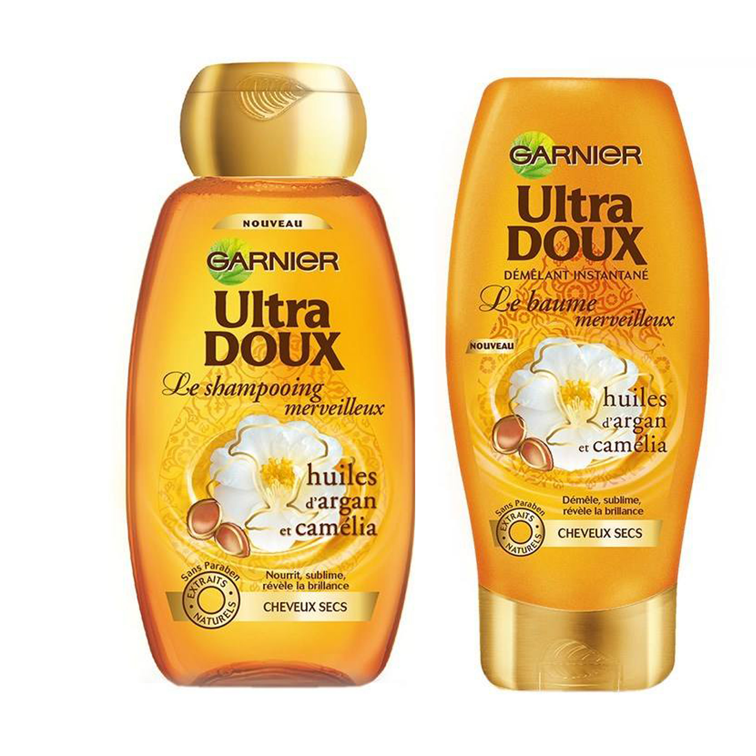 مجموعه شامپو و نرم کننده مو گارنیه سری Ultra Doux مدل Argan Camelia