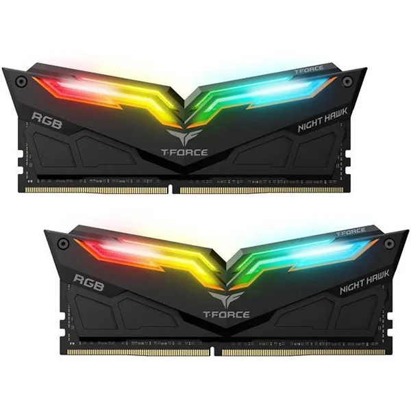 رم دسکتاپ DDR4 دو کاناله 3000 مگاهرتز CL16 تیم گروپ مدل T-Force Night Hawk RGB ظرفیت 16 گیگابایت