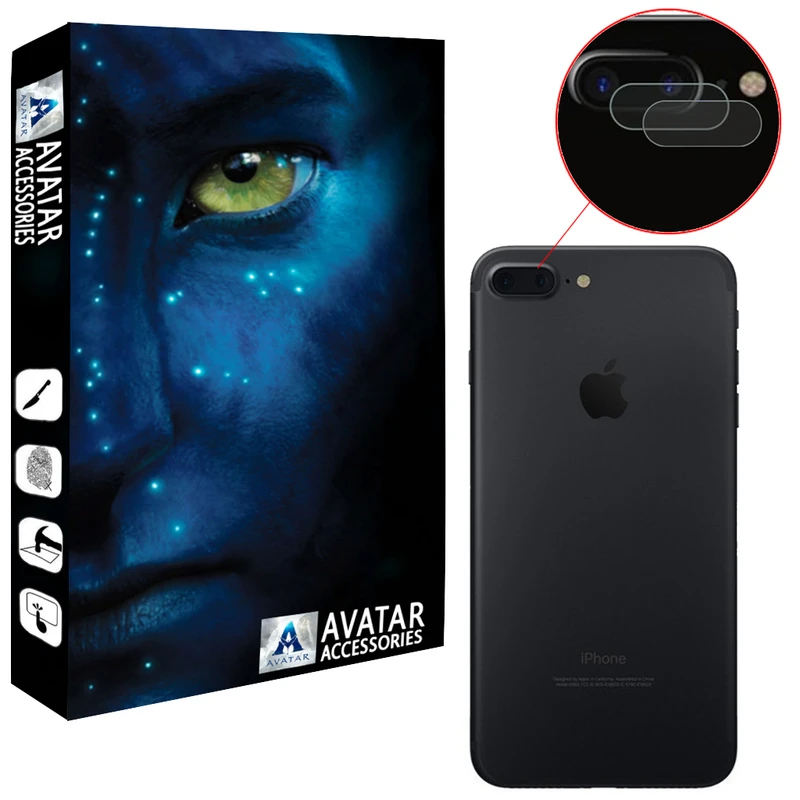محافظ لنز دوربین آواتار مدل LNZ-GLS-I8P-2 مناسب برای گوشی موبایل اپل Iphone 8 Plus بسته دو عددی
